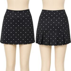 Bollé Tech Pleated Skirt Womens Sz S Active Black White Polka Dot Tennis Golf